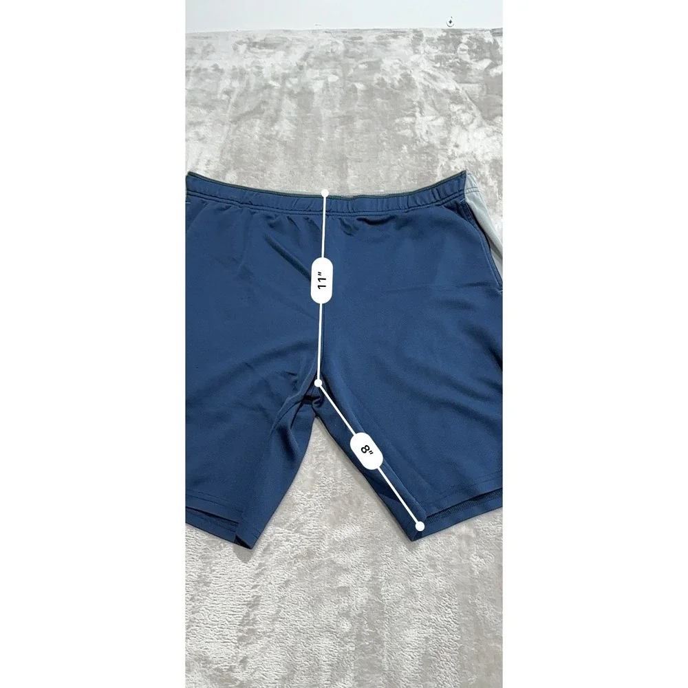 ALO Shorts Mens Size Medium Blue Gray Elastic Waist Missing Drawstring Pockets